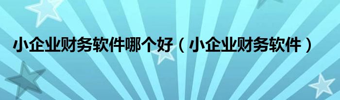 小企業(yè)財務(wù)軟件哪個好（小企業(yè)財務(wù)軟件）