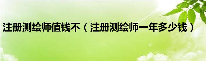 注冊測繪師值錢不（注冊測繪師一年多少錢）