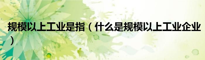 規(guī)模以上工業(yè)是指（什么是規(guī)模以上工業(yè)企業(yè)）