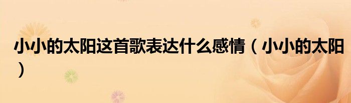 小小的太陽這首歌表達什么感情（小小的太陽）