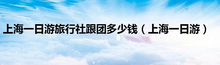 上海一日游旅行社跟團(tuán)多少錢（上海一日游）