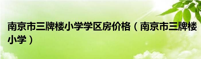 南京市三牌樓小學(xué)學(xué)區(qū)房價(jià)格（南京市三牌樓小學(xué)）
