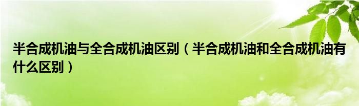 半合成機油與全合成機油區(qū)別（半合成機油和全合成機油有什么區(qū)別）