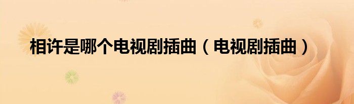 相許是哪個(gè)電視劇插曲（電視劇插曲）
