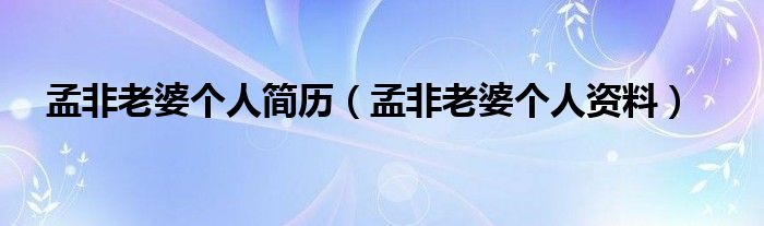 孟非老婆個(gè)人簡(jiǎn)歷（孟非老婆個(gè)人資料）