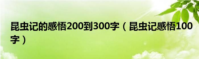 昆蟲(chóng)記的感悟200到300字（昆蟲(chóng)記感悟100字）