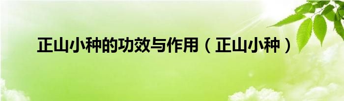 正山小種的功效與作用（正山小種）