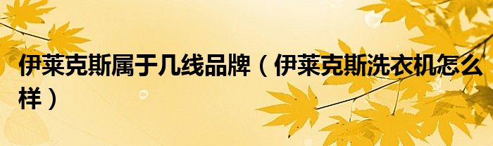 伊萊克斯屬于幾線品牌（伊萊克斯洗衣機(jī)怎么樣）