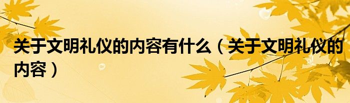 關(guān)于文明禮儀的內(nèi)容有什么（關(guān)于文明禮儀的內(nèi)容）