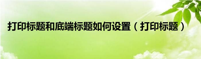 打印標(biāo)題和底端標(biāo)題如何設(shè)置（打印標(biāo)題）