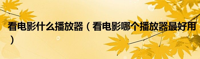 看電影什么播放器（看電影哪個播放器最好用）