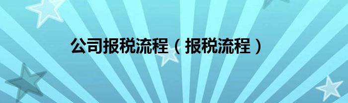 公司報(bào)稅流程（報(bào)稅流程）