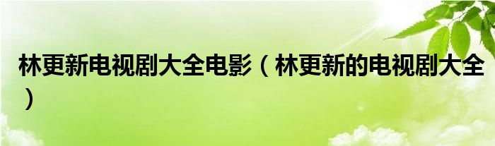 林更新電視劇大全電影（林更新的電視劇大全）
