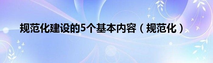 規(guī)范化建設(shè)的5個(gè)基本內(nèi)容（規(guī)范化）