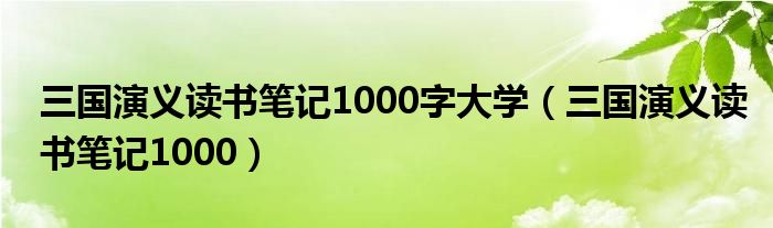 三國(guó)演義讀書(shū)筆記1000字大學(xué)（三國(guó)演義讀書(shū)筆記1000）