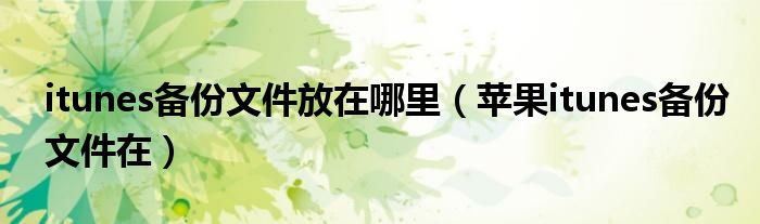 itunes備份文件放在哪里（蘋(píng)果itunes備份文件在）
