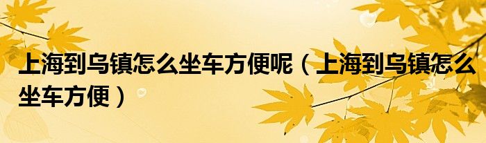 上海到烏鎮(zhèn)怎么坐車方便呢（上海到烏鎮(zhèn)怎么坐車方便）