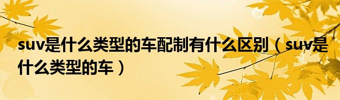 suv是什么類(lèi)型的車(chē)配制有什么區(qū)別（suv是什么類(lèi)型的車(chē)）
