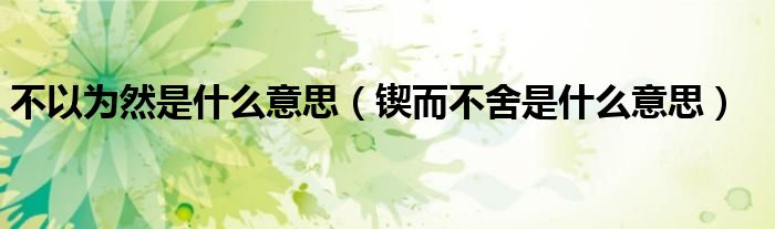不以為然是什么意思（鍥而不舍是什么意思）