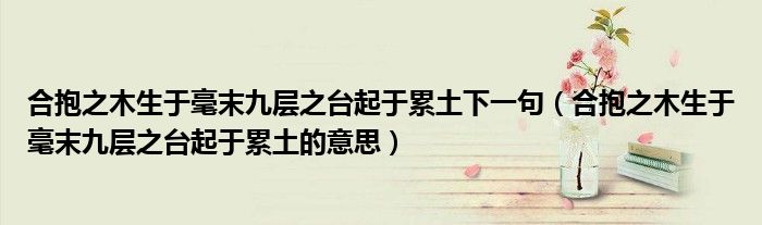 合抱之木生于毫末九層之臺起于累土下一句（合抱之木生于毫末九層之臺起于累土的意思）
