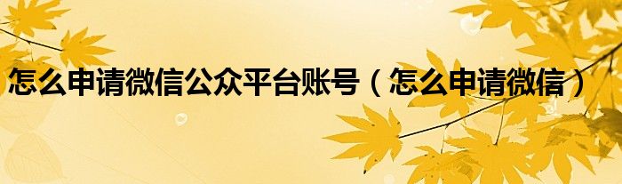 怎么申請微信公眾平臺賬號（怎么申請微信）