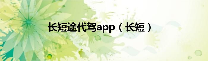 長(zhǎng)短途代駕app（長(zhǎng)短）