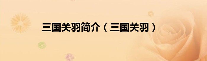 三國關(guān)羽簡介（三國關(guān)羽）