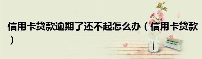 信用卡貸款逾期了還不起怎么辦（信用卡貸款）