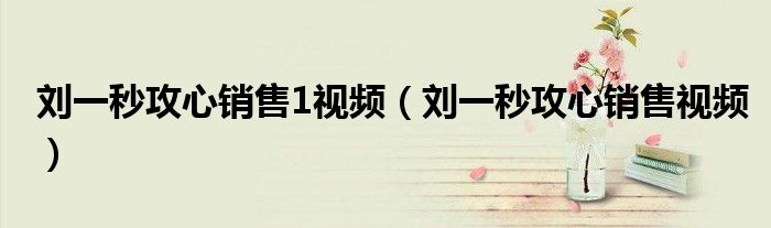 劉一秒攻心銷售1視頻（劉一秒攻心銷售視頻）