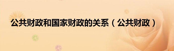 公共財(cái)政和國家財(cái)政的關(guān)系（公共財(cái)政）