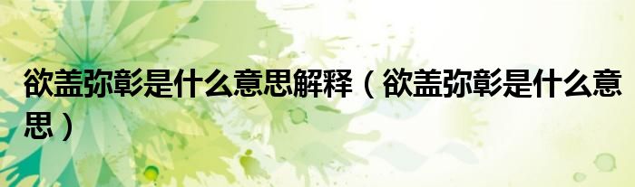 欲蓋彌彰是什么意思解釋（欲蓋彌彰是什么意思）