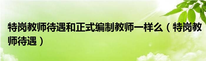特崗教師待遇和正式編制教師一樣么（特崗教師待遇）