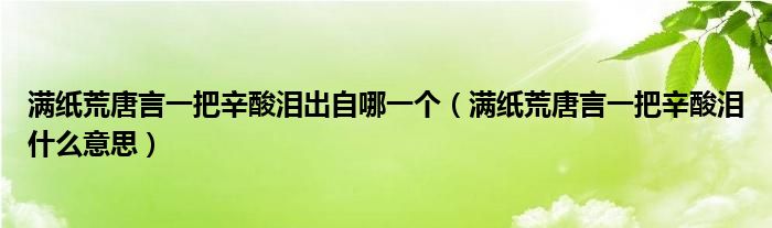 滿紙荒唐言一把辛酸淚出自哪一個(gè)（滿紙荒唐言一把辛酸淚什么意思）