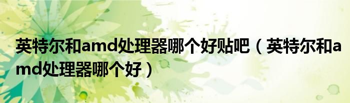 英特爾和amd處理器哪個(gè)好貼吧（英特爾和amd處理器哪個(gè)好）