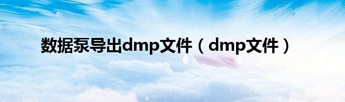 數(shù)據(jù)泵導出dmp文件（dmp文件）