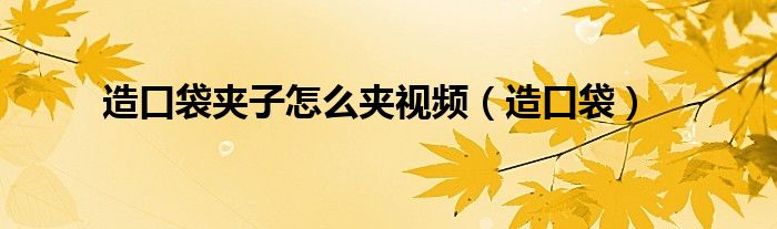 造口袋夾子怎么夾視頻（造口袋）