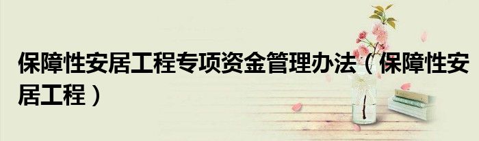 保障性安居工程專項資金管理辦法（保障性安居工程）