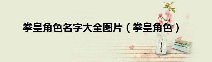 拳皇角色名字大全圖片（拳皇角色）