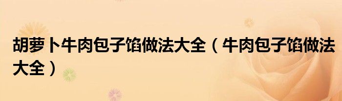 胡蘿卜牛肉包子餡做法大全（牛肉包子餡做法大全）