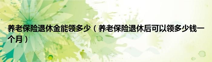 養(yǎng)老保險退休金能領(lǐng)多少（養(yǎng)老保險退休后可以領(lǐng)多少錢一個月）