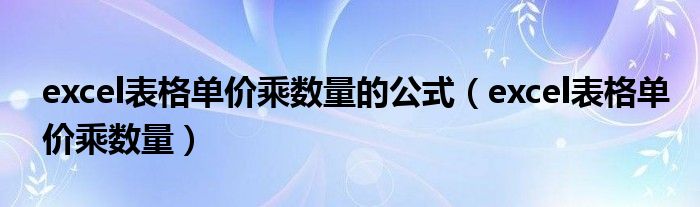 excel表格單價乘數(shù)量的公式（excel表格單價乘數(shù)量）