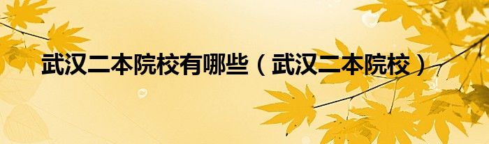 武漢二本院校有哪些（武漢二本院校）