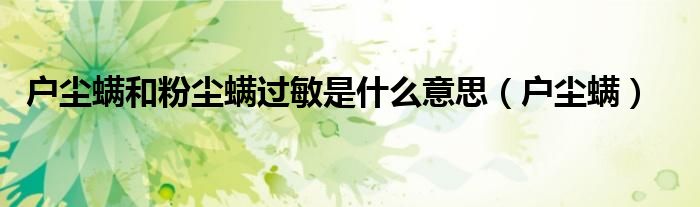 戶塵螨和粉塵螨過(guò)敏是什么意思（戶塵螨）