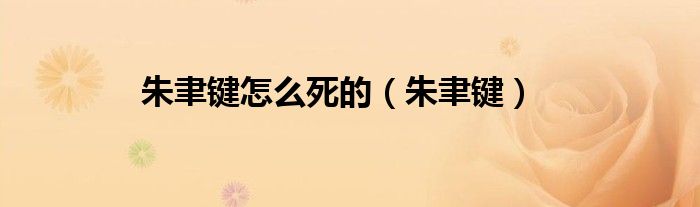 朱聿鍵怎么死的（朱聿鍵）