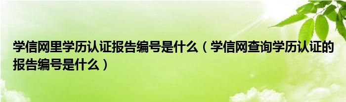 學(xué)信網(wǎng)里學(xué)歷認(rèn)證報(bào)告編號(hào)是什么（學(xué)信網(wǎng)查詢學(xué)歷認(rèn)證的報(bào)告編號(hào)是什么）