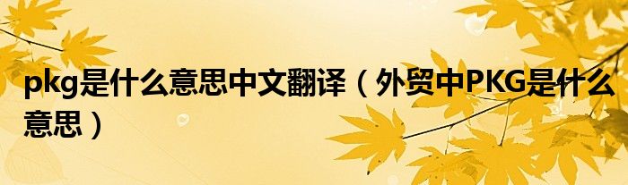 pkg是什么意思中文翻譯（外貿(mào)中PKG是什么意思）