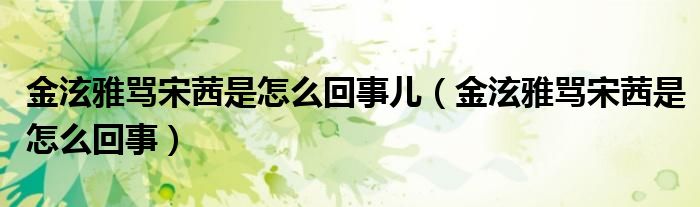 金泫雅罵宋茜是怎么回事兒（金泫雅罵宋茜是怎么回事）