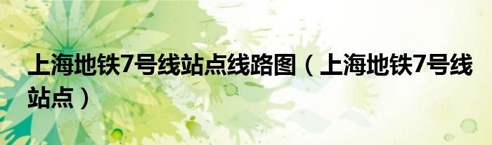 上海地鐵7號(hào)線站點(diǎn)線路圖（上海地鐵7號(hào)線站點(diǎn)）