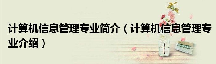 計算機信息管理專業(yè)簡介（計算機信息管理專業(yè)介紹）