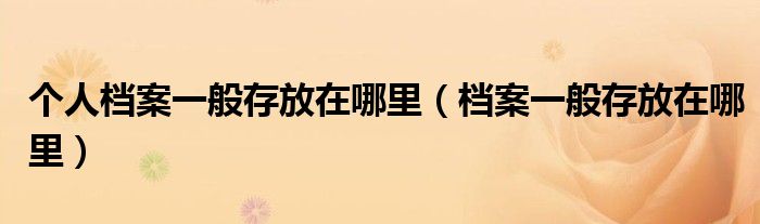 個(gè)人檔案一般存放在哪里（檔案一般存放在哪里）